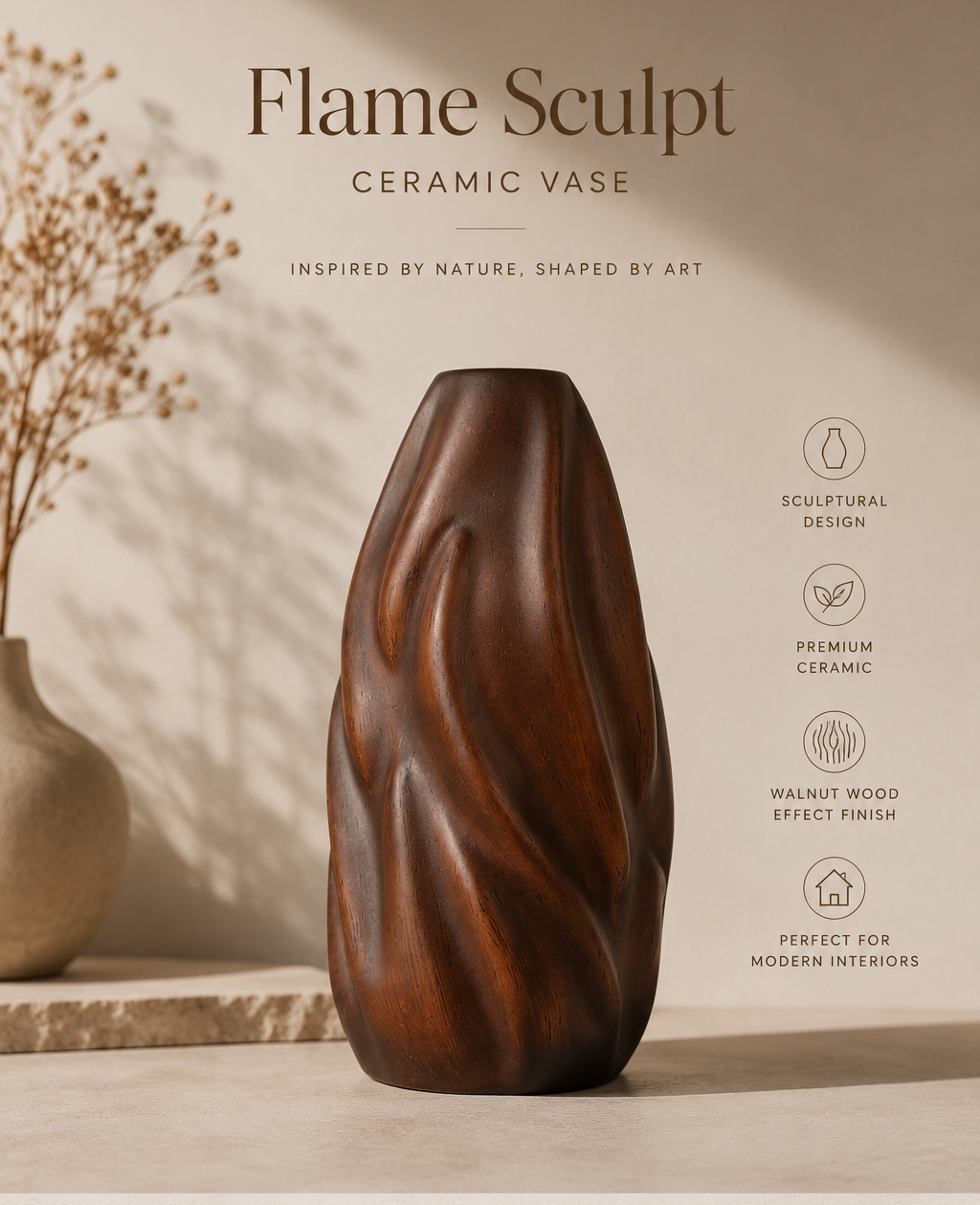 Flame Sculpt Ceramic Vase