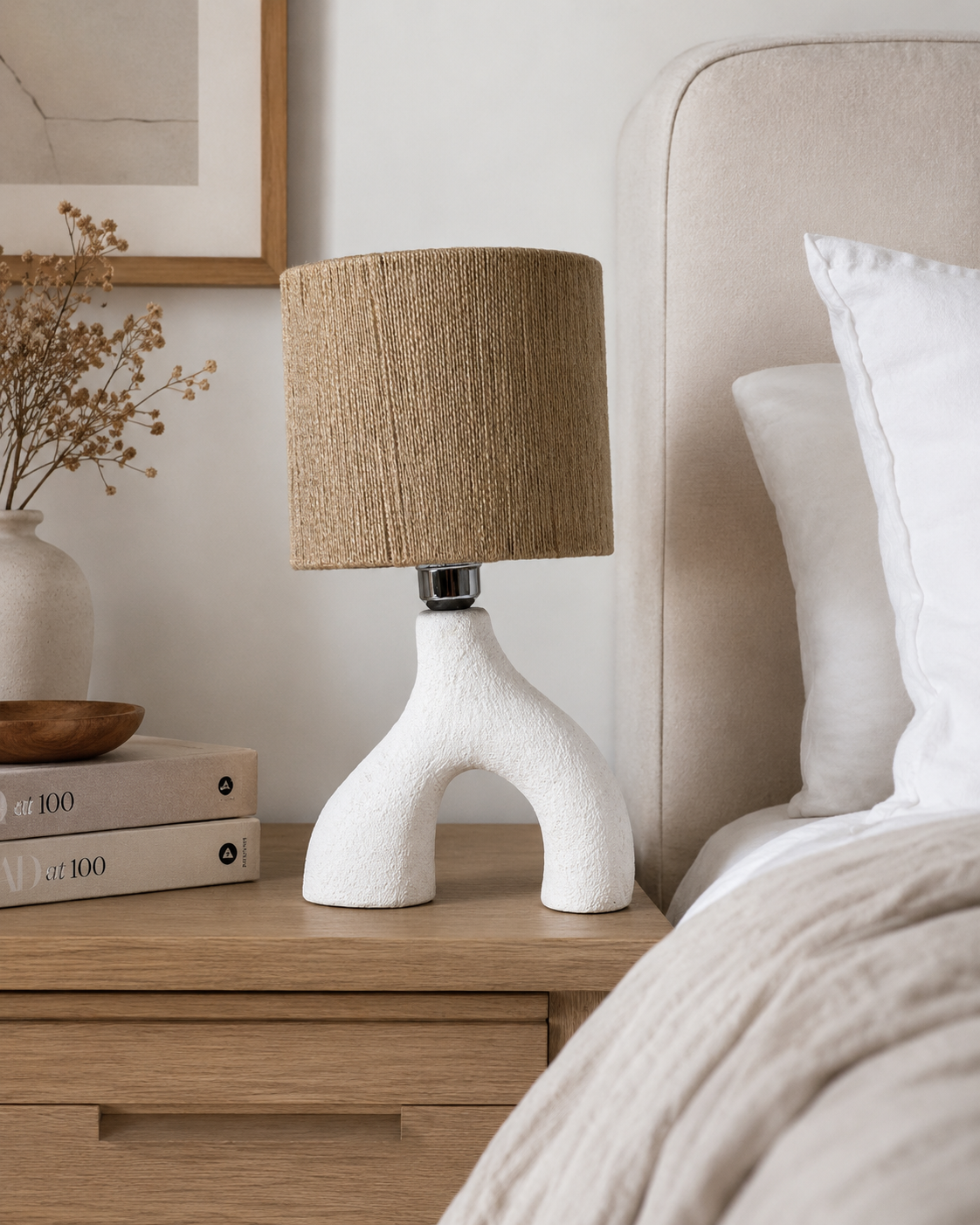 sculptural white table lamp