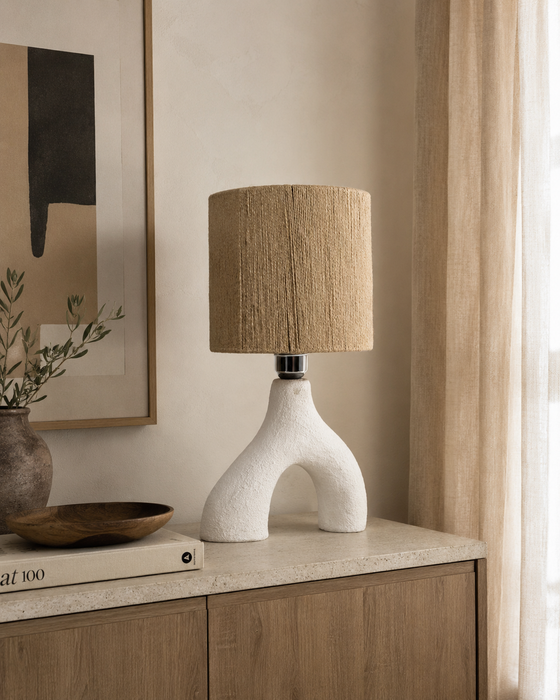 sculptural white table lamp
