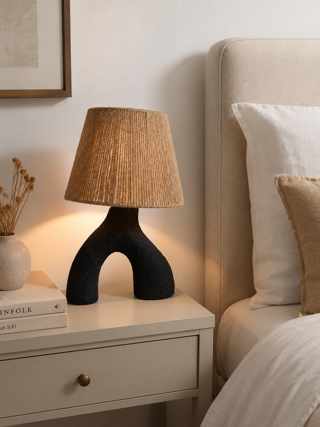 sculptural black table lamp