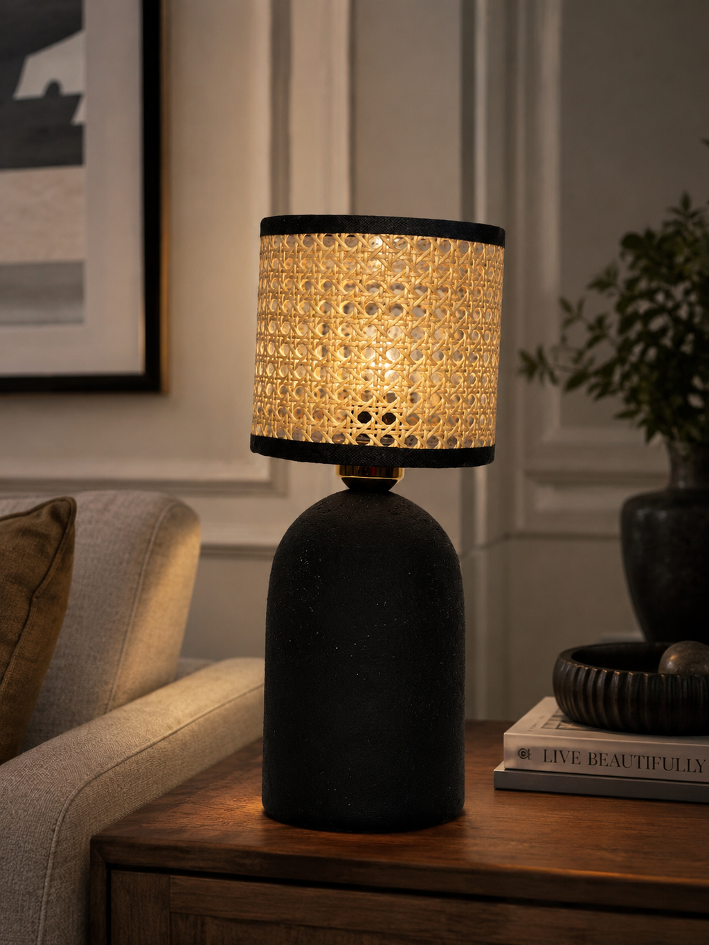 Handcrafted Rattan Table Lamp