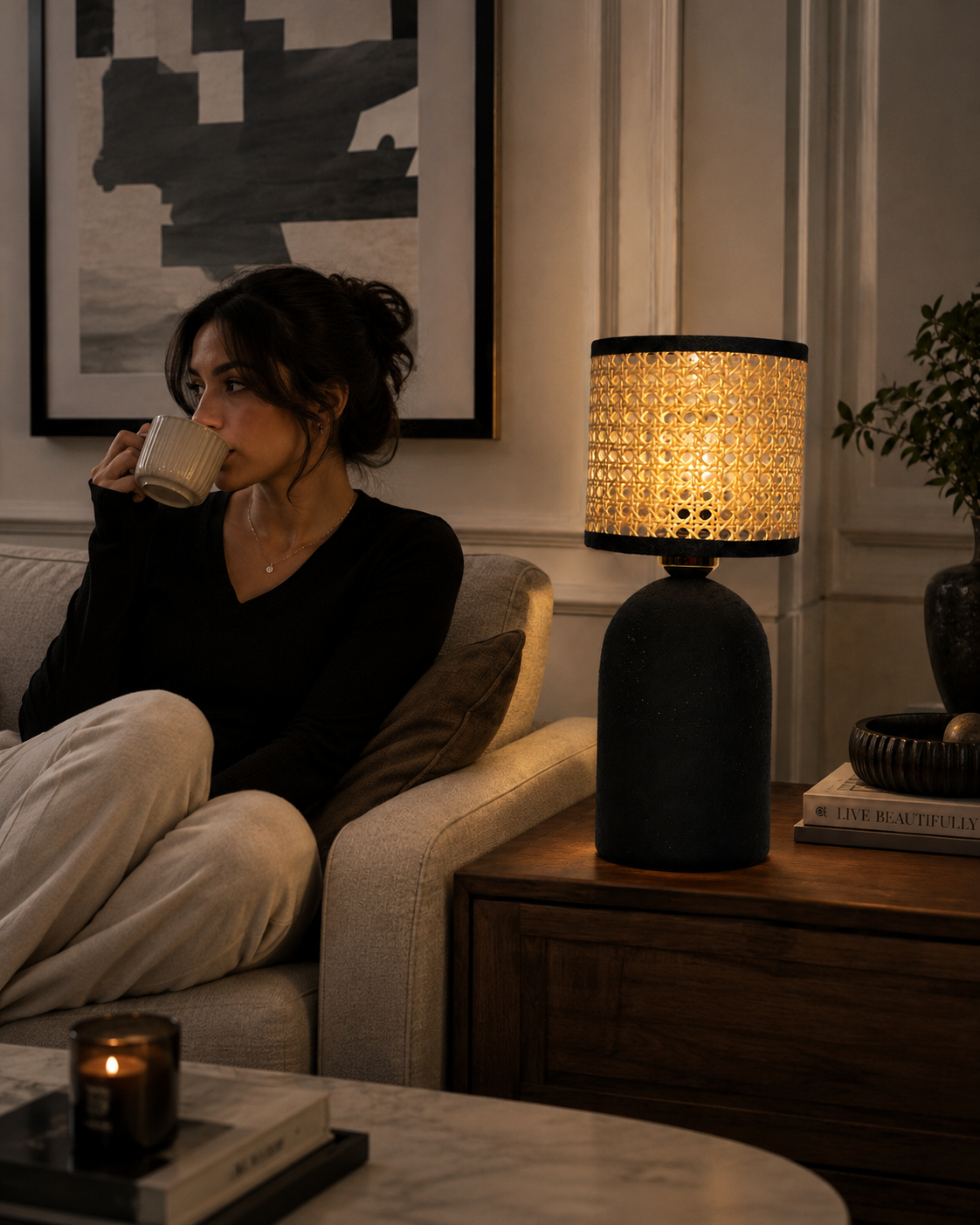 Handcrafted Rattan Table Lamp